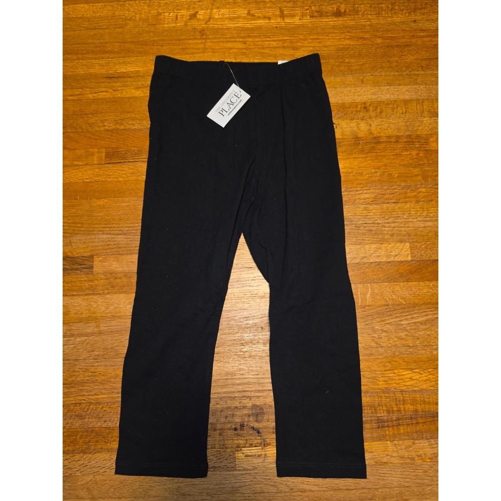 NWT The Childrens Place Medium 7/8 Girls Solid Basic Black Cotton Leggings